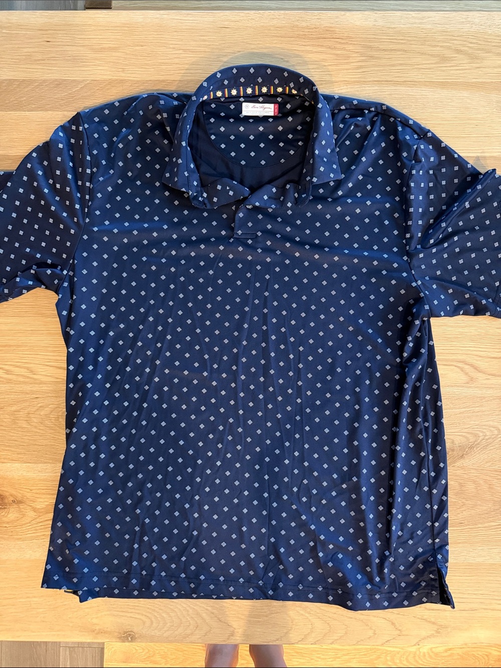 Ben Hogan Navy Polo with Light Blue Diamond Pattern